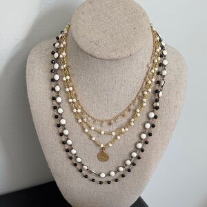 Boutique Elegant Gold and Black Multi Layered Necklace